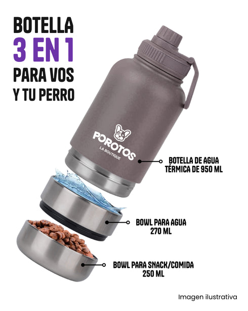 Botella Térmica 3 en 1 de 950ml - Color Negro