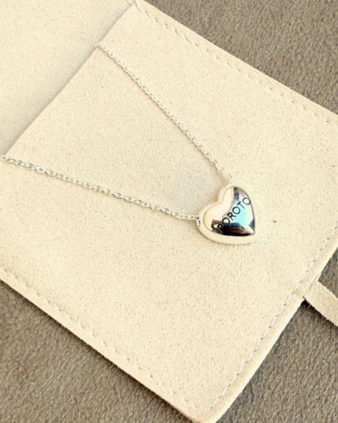 Cadena Corazón Acero Blanco