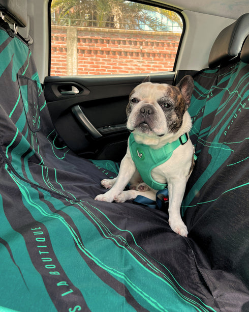 Funda de Asiento *Wavy lines Negro y Verde*